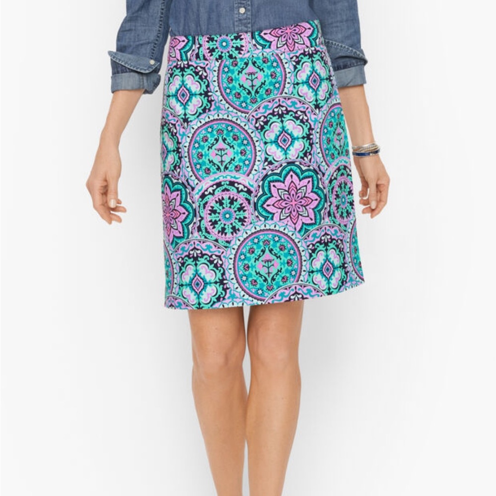 Talbots Women’s Size 4 Layered Medallions A-line Canvas Denim Skirt